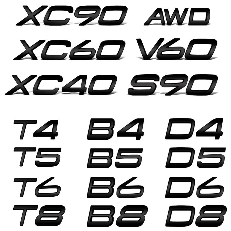 

Car-Styling B3 B4 B5 B6 D2 D3 D4 D5 T3 T4 T5 Metal Letter Stickers Car Trunk Body Emblem For Volvo XC60 XC40 XC90 V60 V40 S60