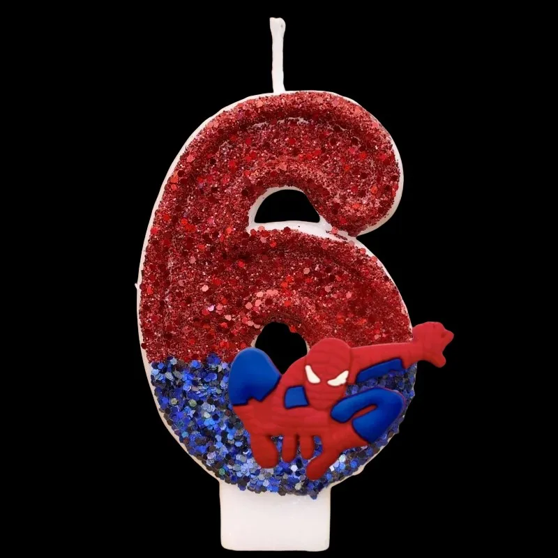 Супергерой Человек-Паук забавная фигурка свеча милый мультяшный узор 0-9 вечерние свечи на день рождения украшение торта детский праздничный подарок