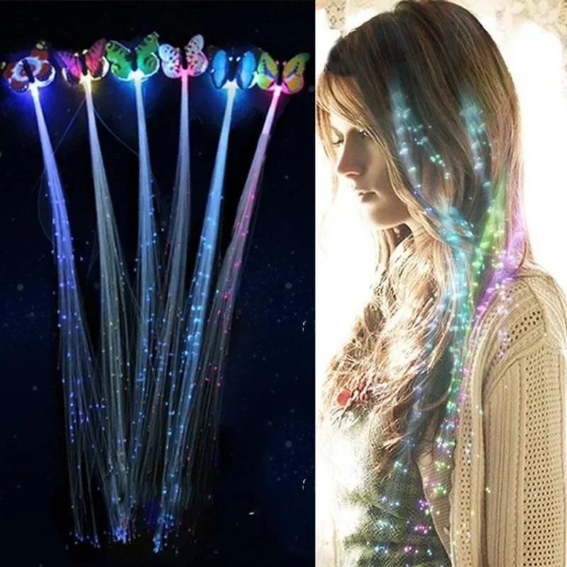 Trenza de pelo intermitente LED, horquilla luminiscente brillante, adorno para el cabello novedoso, juguetes Led para niñas, fiesta de Año Nuevo, regalo de Navidad