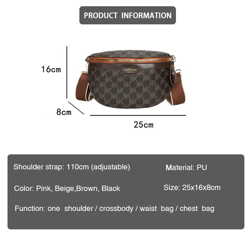 Women\'s Chest Bag Luxury PU Leather Waist Bag Shoulder Crossbody Chest Bags Designer Handbags Female Belt Bag Phone Bags Wallets