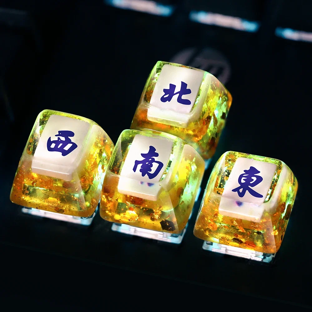 

Mahjong East South West North Handmade Resin Keycaps For MX Switch Mechanical Keyboard Backlit Key Cap GK64 Redragon Black Widow