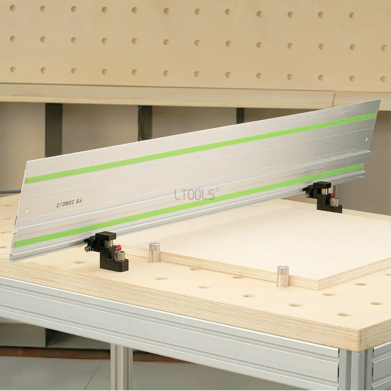 Track Saw Guide Rail Flip Clamp Track Saw Side-Flip Hinge Stop Auxiliary Positioning Limit Tool for MFT Workbench DIY Cutting