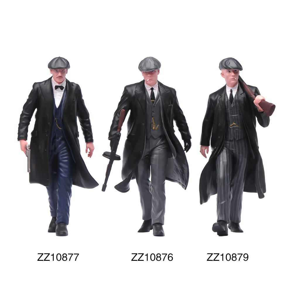 Miniatura 1/18 1/24 1/43 1/64 1/87 homem gangster usando chapéu de bico de pato segurando arma pintada figura modelo brinquedos mini adereços de cena