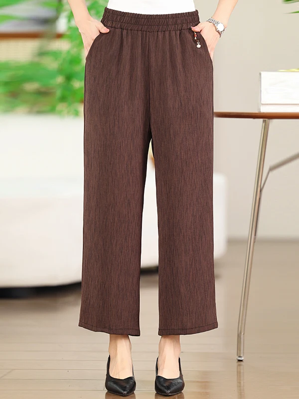 Versatile Mom Wide Leg Pants Fashionable Youthful Loose Nine Points Summer High End Casual Slimming Pants for Women