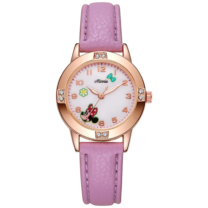 ساعة ديزني ميكي ميني للأطفال، ساعات كوارتز لطيفة للفتيات والأطفال، ساعات يد عصرية جميلة للفتيات