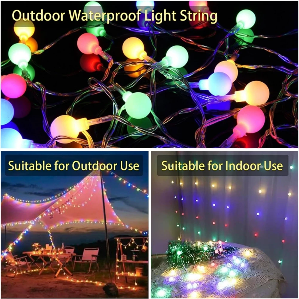 5M 10M 20M Ball LED String Lights Outdoor Ball Chain Garland Lights Bulb Fairy Lights Party Home Wedding Garden Christmas Decor