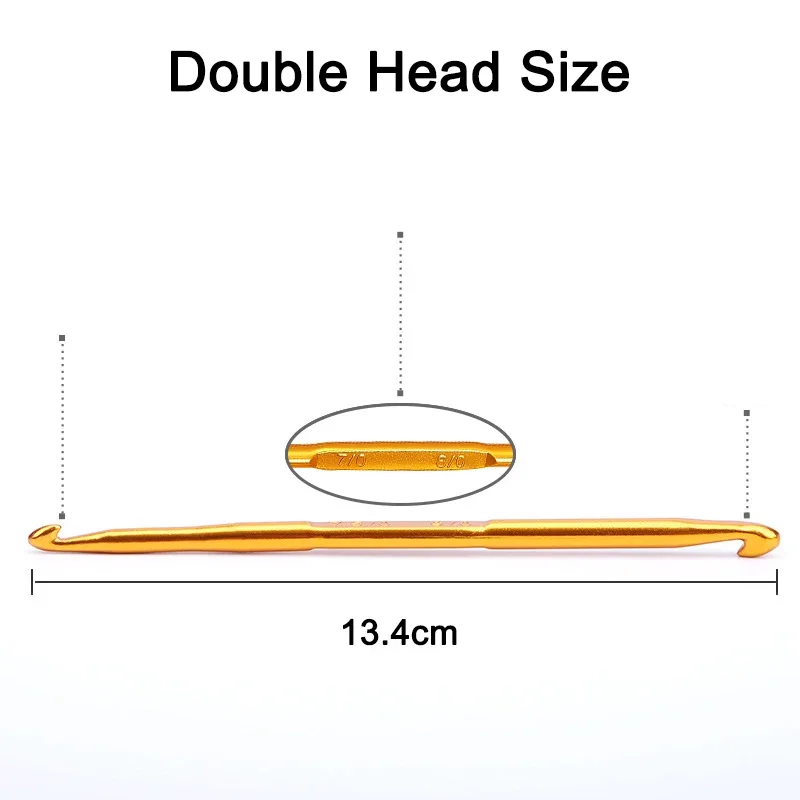 ダブルヘッドフック,ゴールド編み針,日曜大工の糸,衣類アクセサリー,2.5-6.0mm, 1個,10個