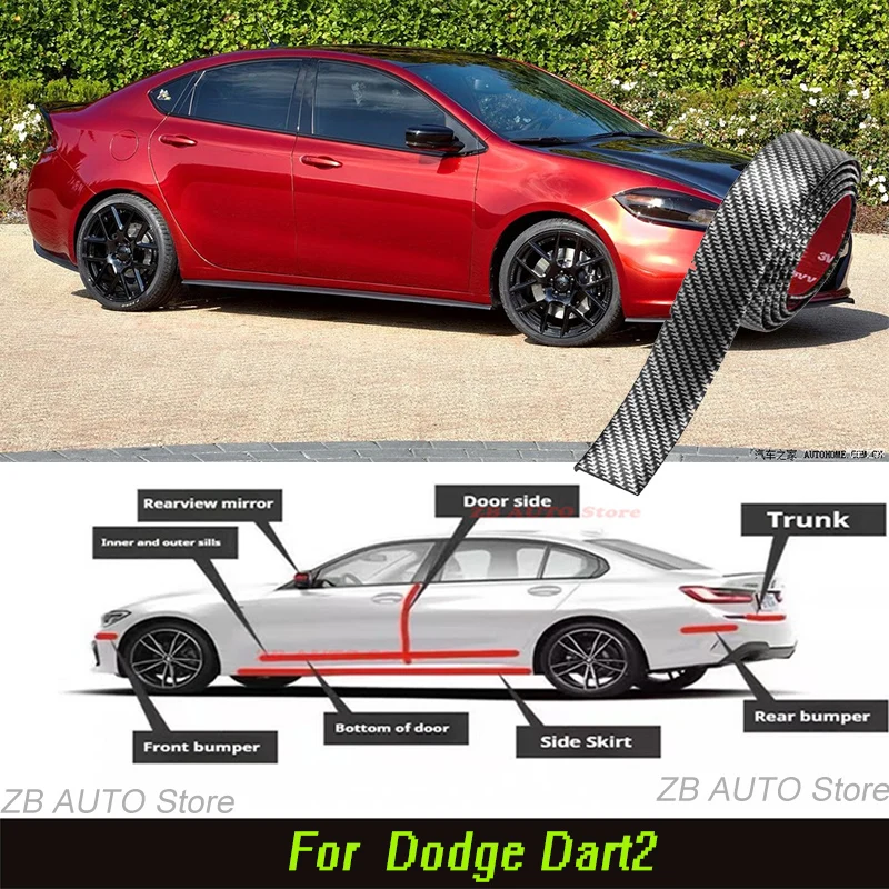 

For Dodge Dart Strong adhesive bumper strip, front and rear lip side skirts, collision and scratch resistant, suitable