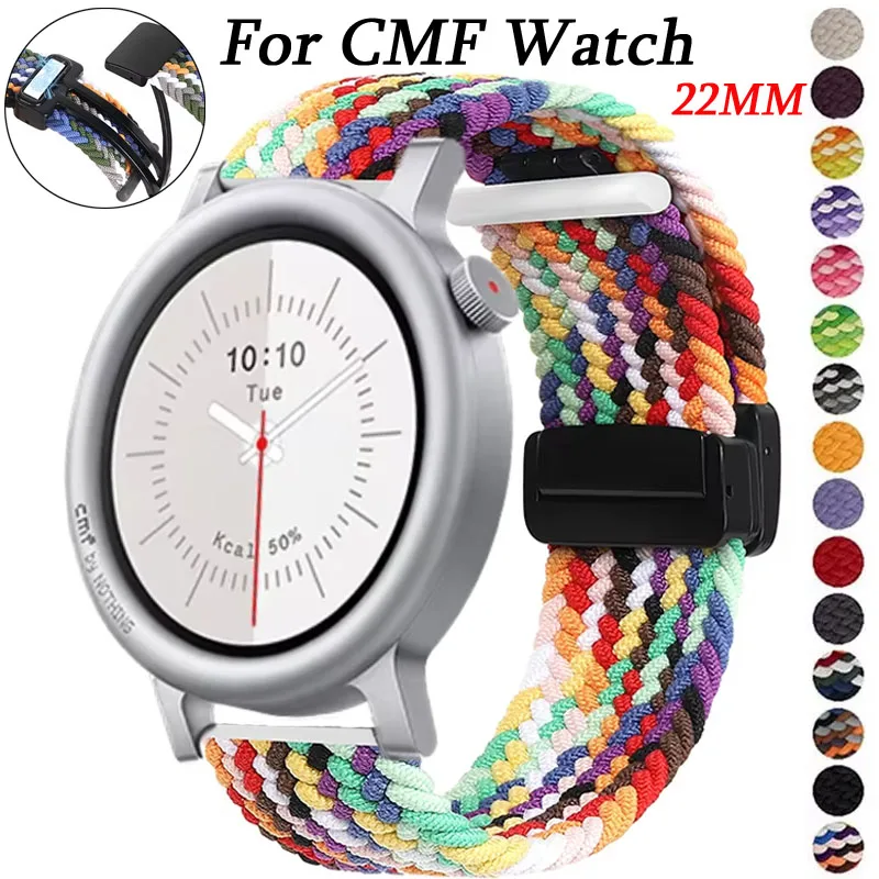 Magnetisches geflochtenes Nylonarmband für CFM by Nothing Watch Pro 3 2 1 22 mm, austauschbares Armband für CMF Watch Pro 2 3 Bandzubehör