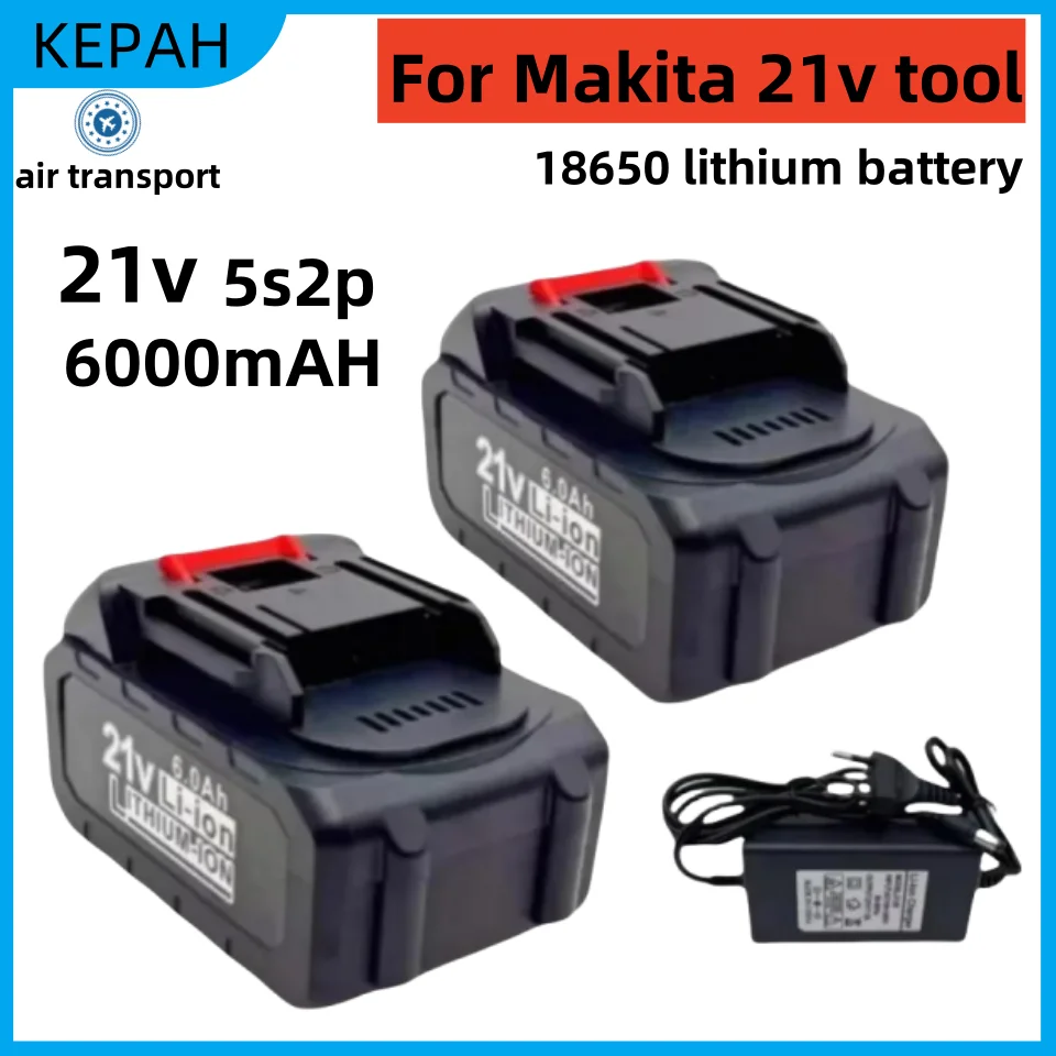 for Makita 5S2P18V tool Battery 18650 lithium battery can charge 6000mAh battery with high current and high discharge.+Charger.