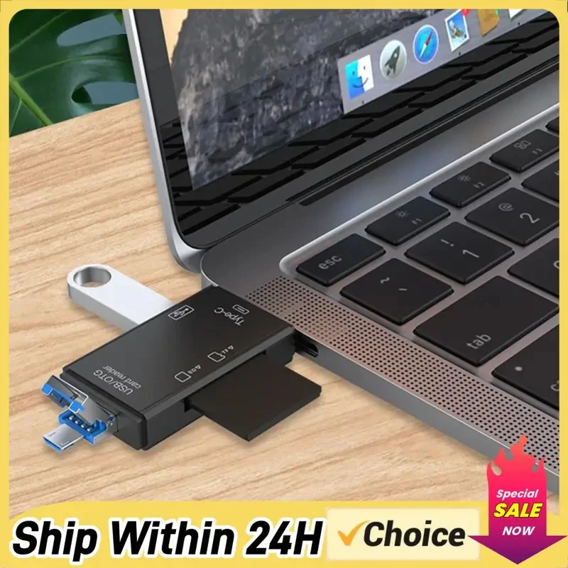 

1-3pcs 6 IN 1 USB/Micro USB/Type C To SD TF Card Adapter OTG Card Reader Adapter USB 3.0 USB C Card Reader Laptop PC Accessories