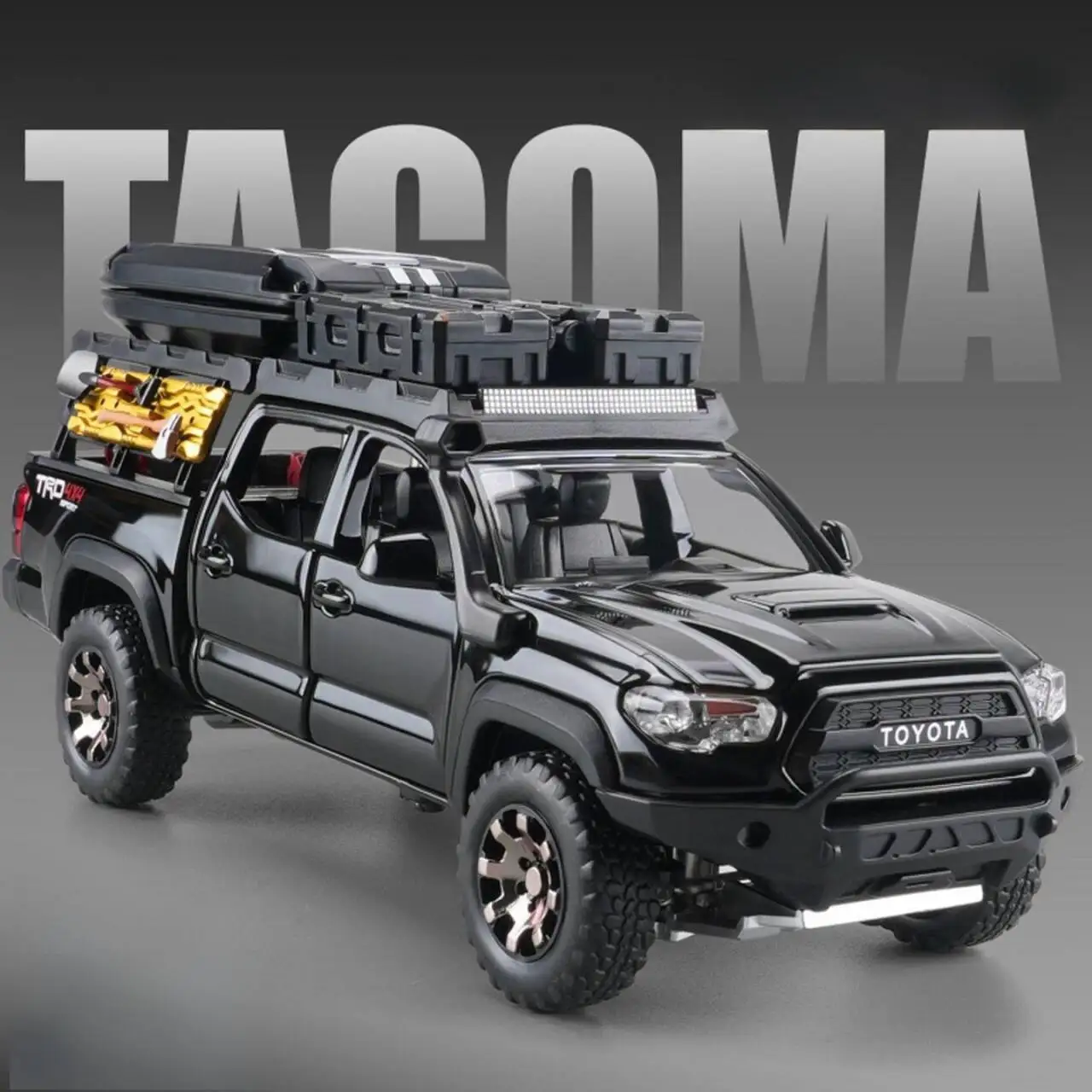

Версия для путешествий 1/32 Tacoma Pickup, модель автомобиля из сплава, литой под давлением металлический внедорожник, модель автомобиля, звук, свет, имитация, детская игрушка в подарок