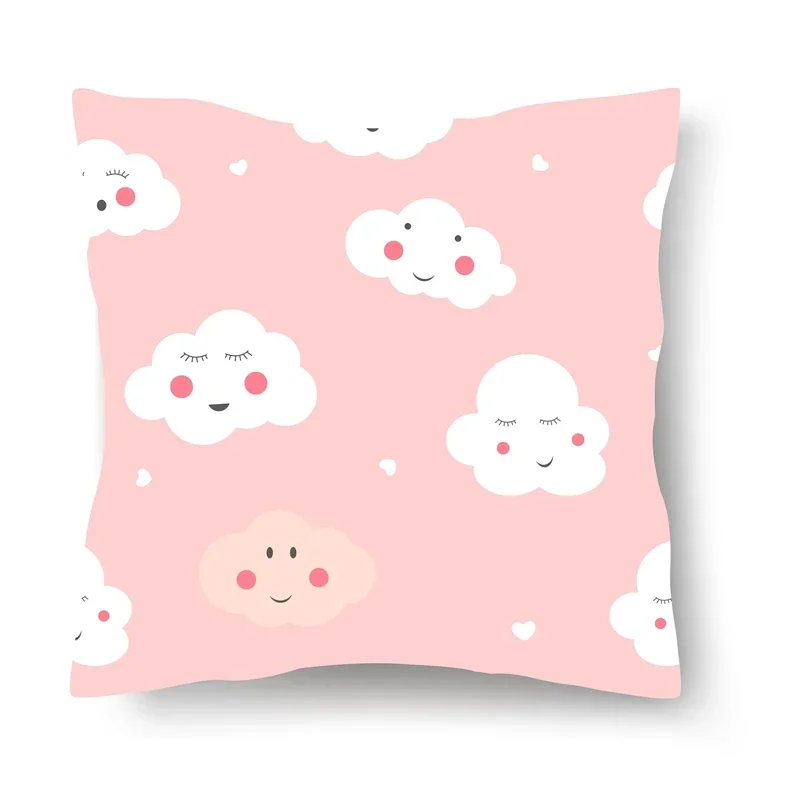 الوردي الغيوم الأسماك الزرقاء المخدة وسادة أريكة الزخرفية كيس وسادة السرير غطاء ديكور المنزل نمط هندسي كيس وسادة 45*45 سنتيمتر