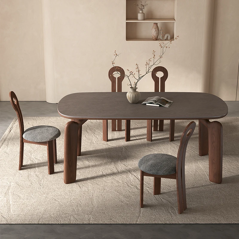 

Dining Table Centerpiece Bright Warm Modern Layer Finish Durable Veneer Scratchproof Coating Elegant Dining Room Table