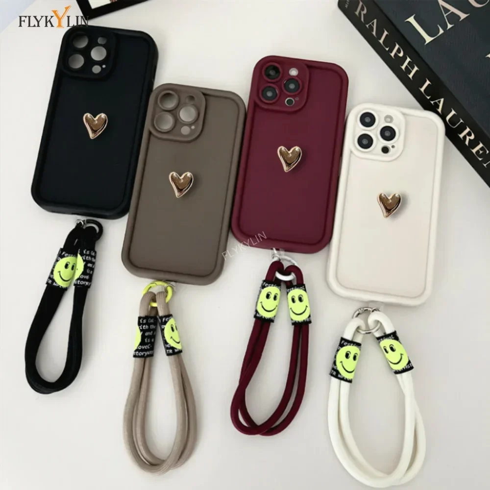 

3D Love Soft Silicone Phone Case For Samsung Hand Rope Protective Cover