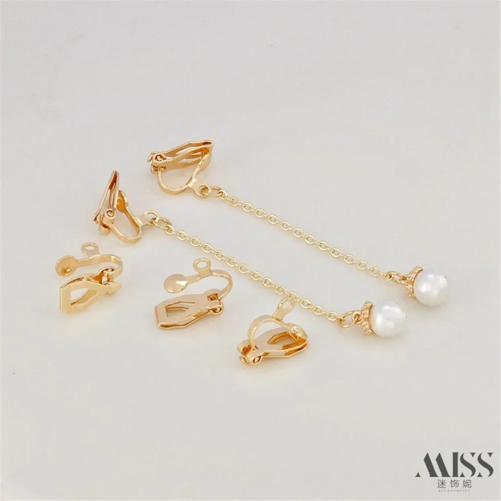 14K Gold Plated Ear Hole Free with Hanging Ear Clip Spring Clip Triangle Clip DIY Handmade Earrings Ear Accessories Clip Ear