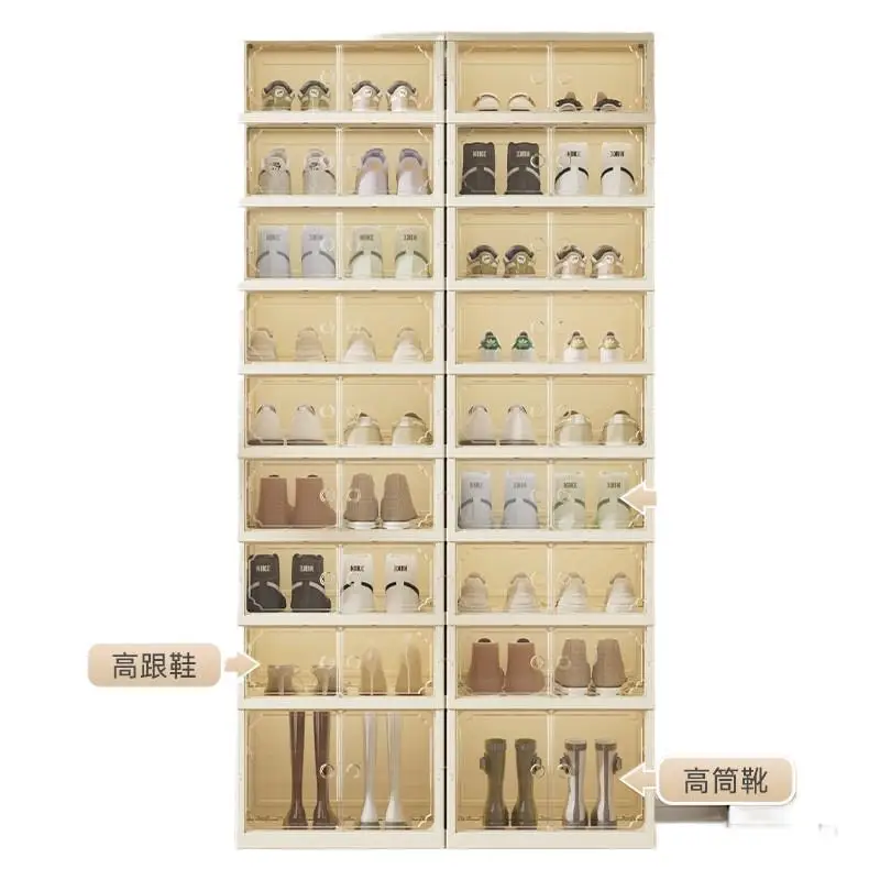 

Acrylic shoe box storage box transparent shoe cabinet dustproof simple folding rack at home door storage artifact