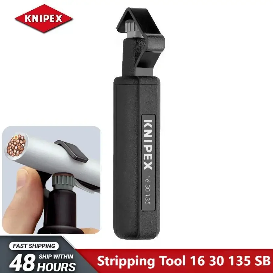 KNIPEX 16 30 135 SBเครื่องมือปอกเครื่องตัดสายเคเบิลสําหรับการตัดเกลียวสําหรับปอกแจ็คเก็ตสายเคเบิลทรงกลมทําจากยางซิลิโคน PVC