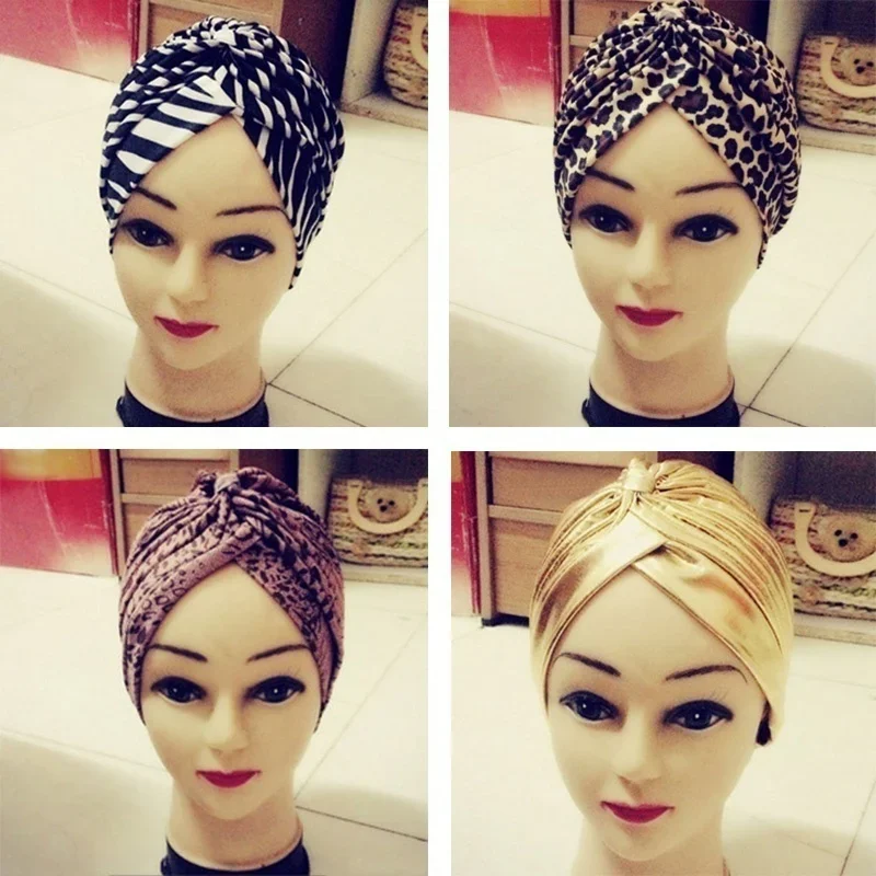 Women Leopard Print Hat Fashion Hip-hop Men's and Women's Headscarf Arab Indian Baotou Hat Yoga Hat Accessories Gifts Decor