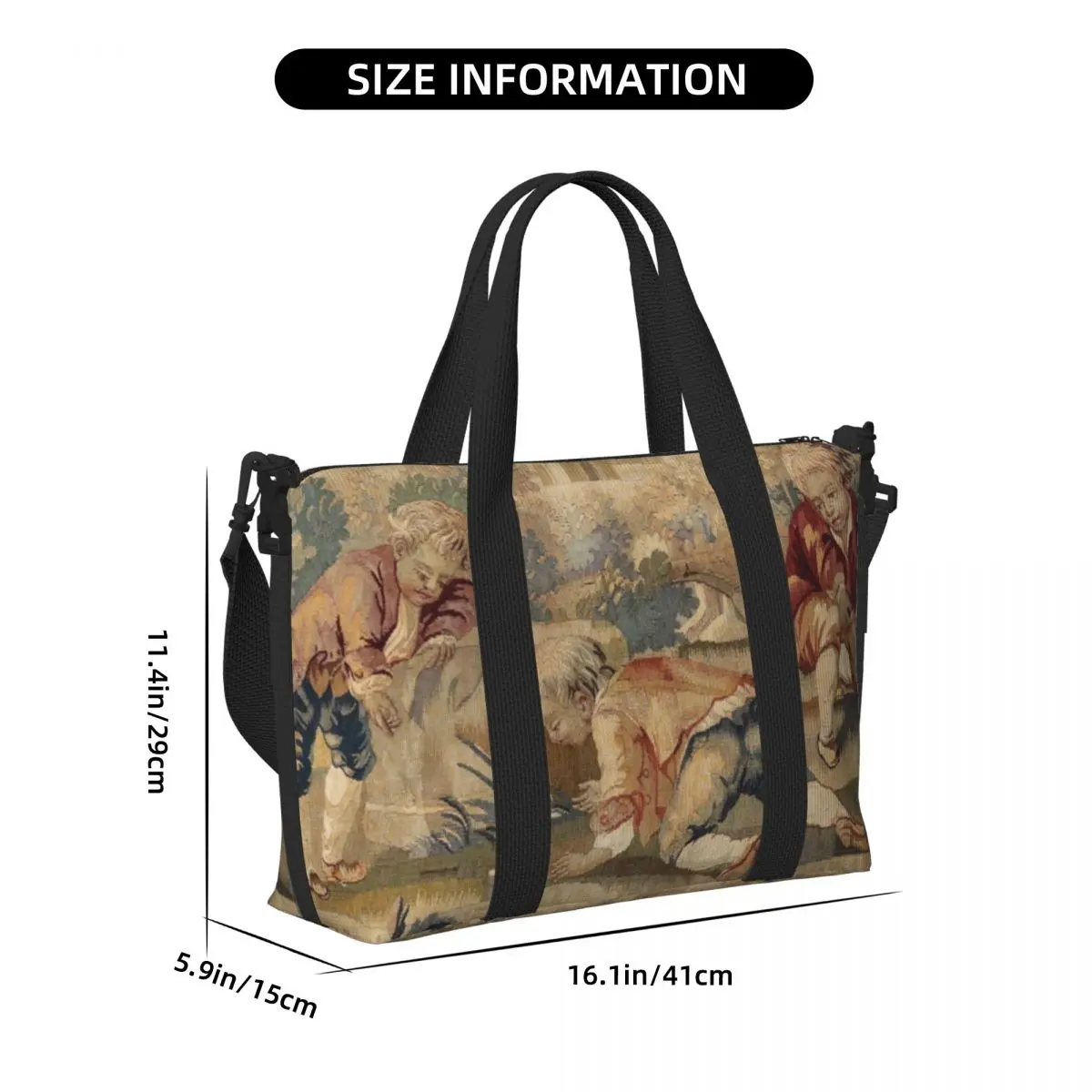 Bolso de mano personalizado con estampado de tapiz antiguo Aubusson para mujer, bolsas de viaje bohemias de gran capacidad con flores francesas para playa y gimnasio