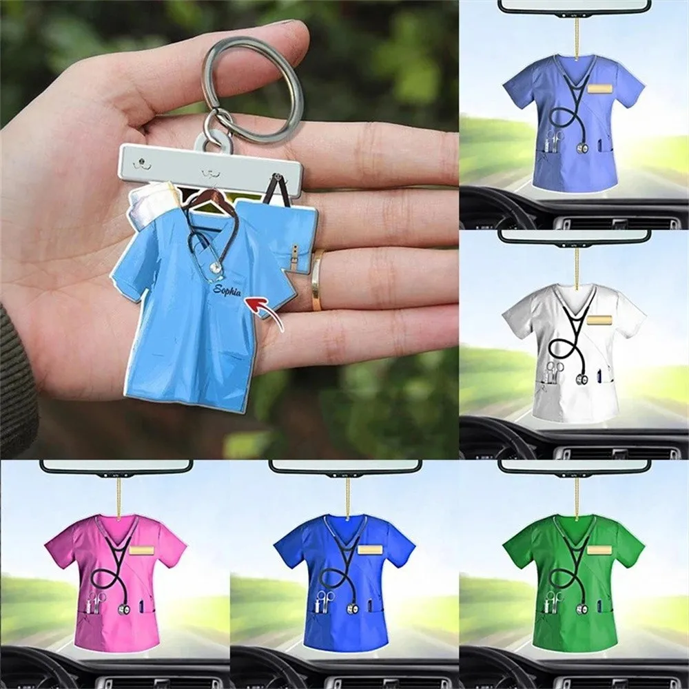 

2D Acrylic Flat Printing Nurse Ornament Pendant Custom Name Color Nurse Gift Home Tree Window Hangings Car Backpack Decor