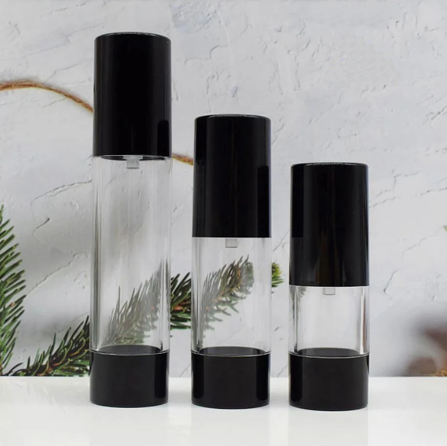 

30ml airless bottle black pump and lid /bottom for lotion/emulsion/foundation/essence/oil/serum Cosmetic Container