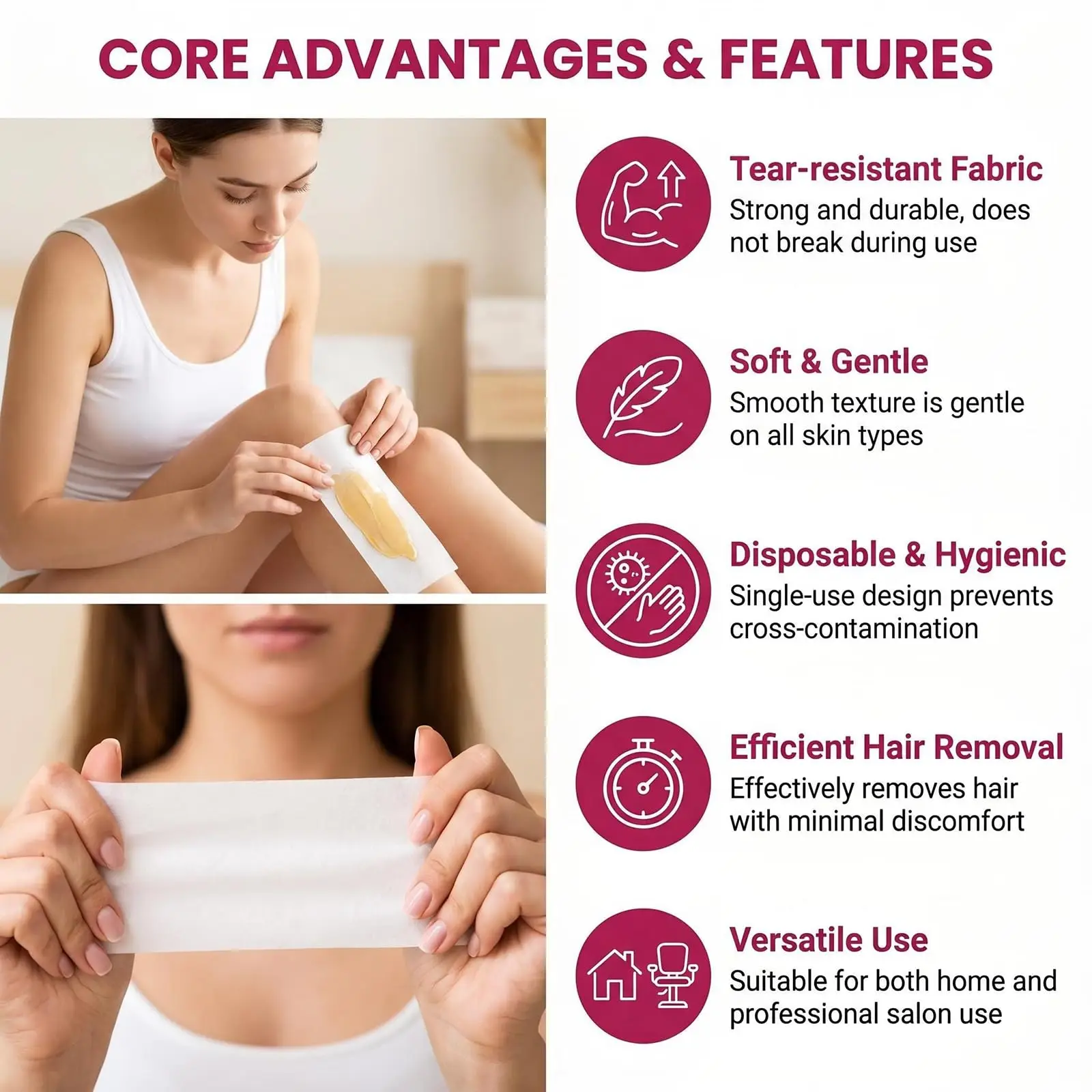 100/1000PCS Hair Remove Wax Paper Nonwoven Body Cloth Roll Hair Removal Epilator Wax Strip Paper High Quality Used on All Waxes - view 3