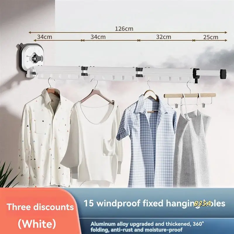 

Versatile Aluminum Alloy Clothes Rack, Telescopic And Foldable, For Wall-Mounting At Home