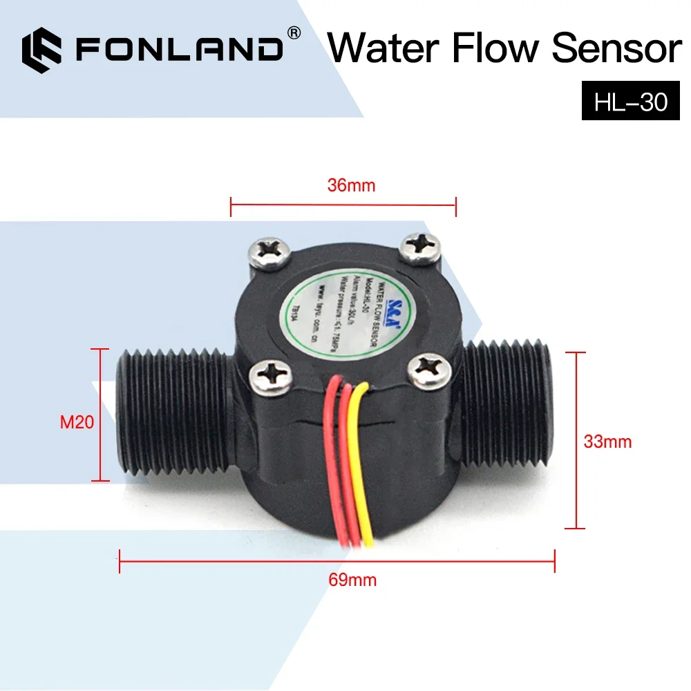 Fonland Water Flow Switch Sensor HL-30 for S&A Chiller for CO2 Laser Engraving Cutting Machine