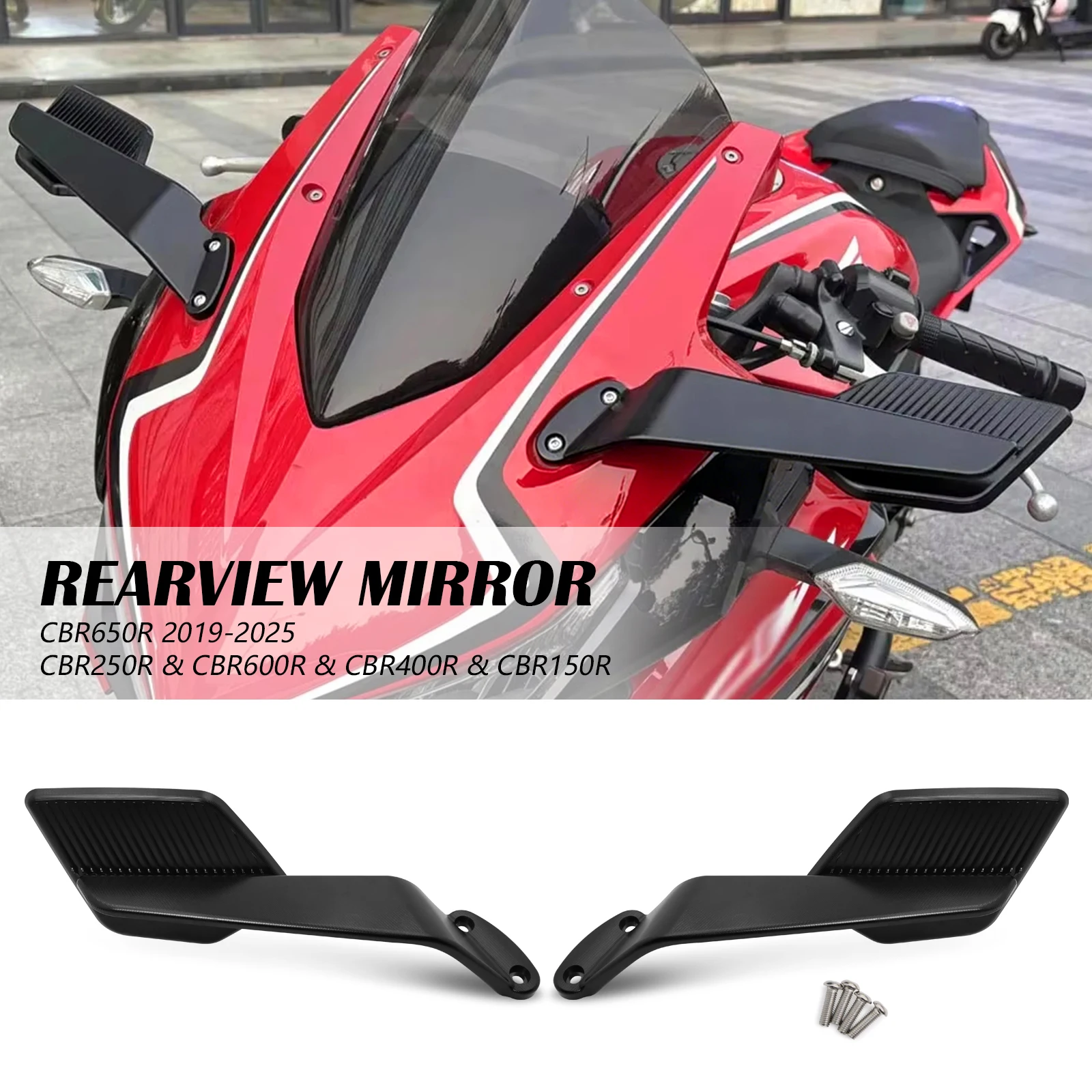 

Регулируемое зеркало заднего вида Stealth Wind Wing для мотоциклов Honda 2019-2025 CBR650R CBR600R CBR400R CBR250R CBR150R
