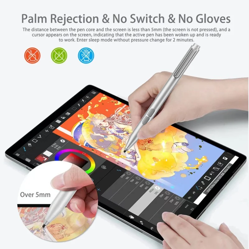 Touch Stylus Pen for Microsoft Surface 4096 Pressure Sensitivity Palm Rejection Compatible with New Surface Pro 9 & Pro 8/Laptop image 2