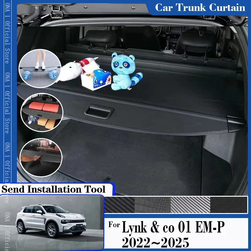 Car Rear Trunk Curtain Covers For Lynk & co 01 EM-P 2022 2023 2024 2025 Retractable Rack Partition Shade Auto InterioAccessories