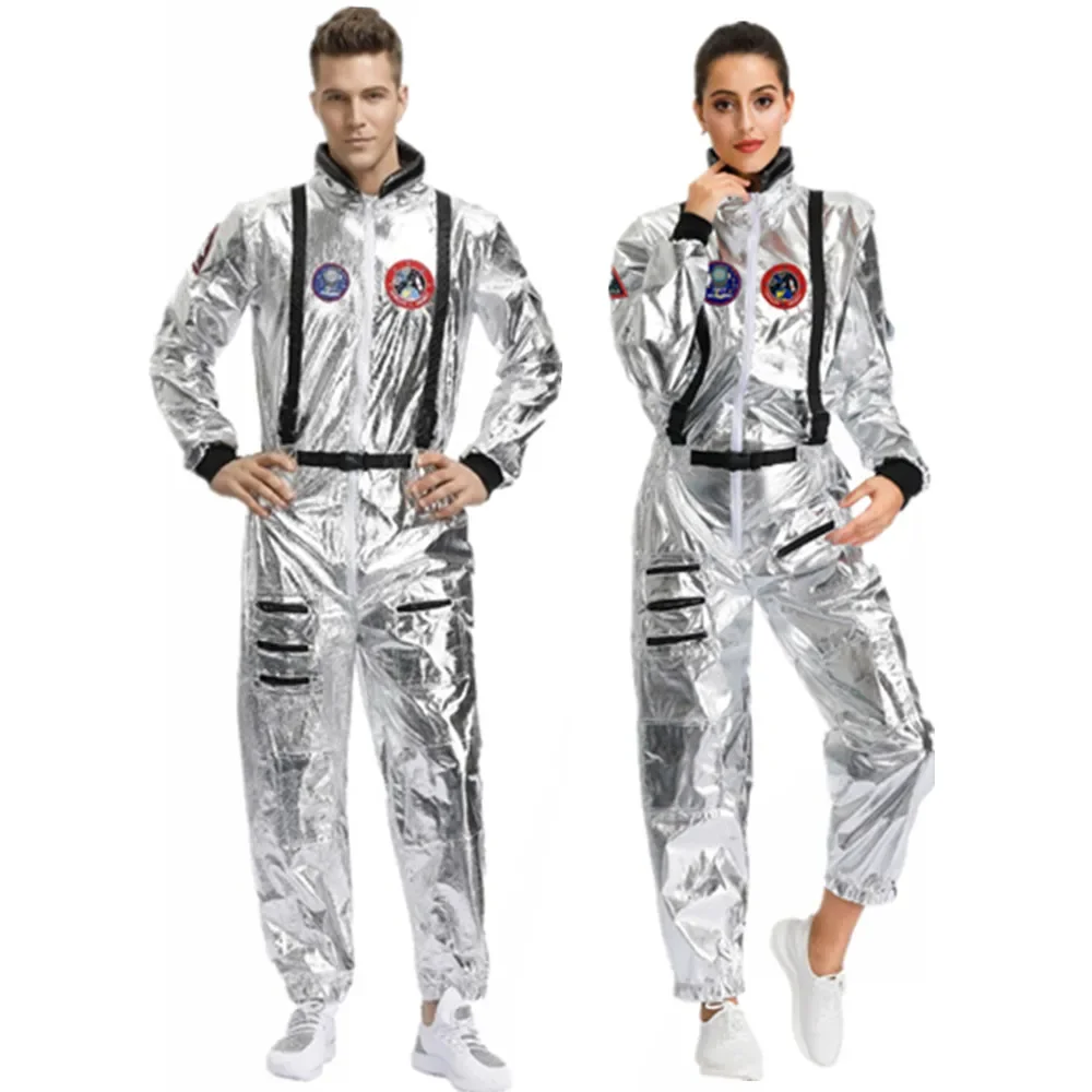 Adult Astronaut Costume Plus Size Spaceman Outfit Cosplay Women Men Couples Halloween Purim Party Costumes Fancy Dress