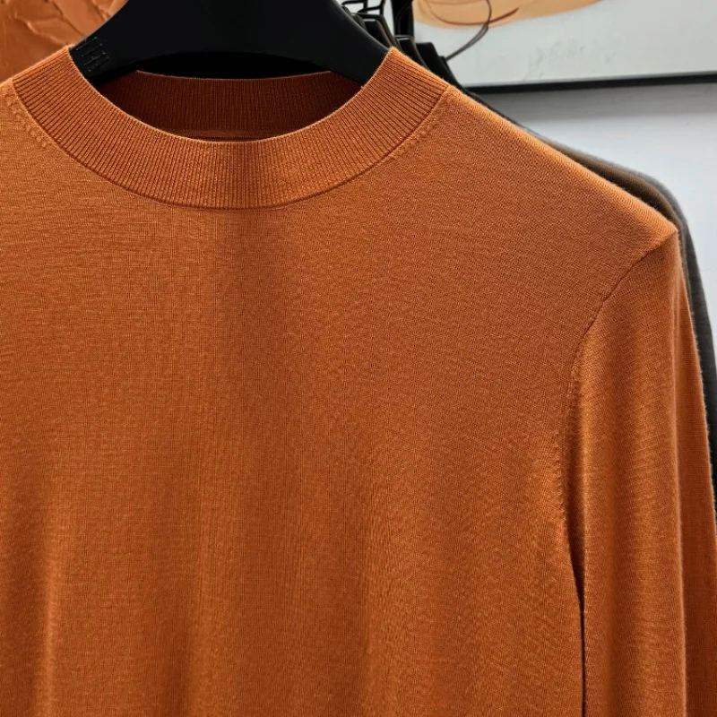 Men's base layer sweater - ultra-fine and ultra-soft fine-woven cashmere sweater in knitted lightweight style