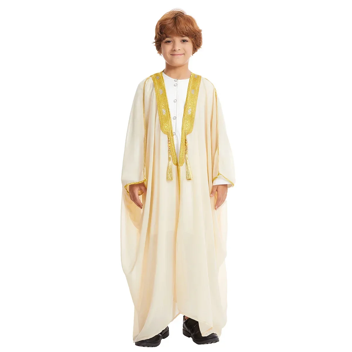 Eid Jubba Thobe Abayas for Boy Kids Prayer Clothes Kebaya Open Muslim Kimono Abaya Turkey Arabic Islam Djellaba Kaftan Robe 2025