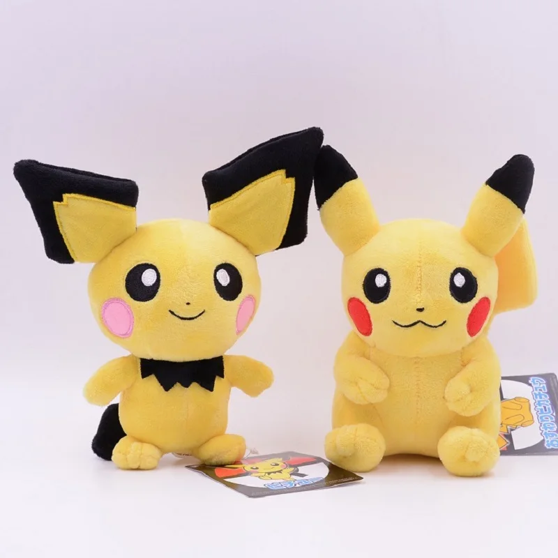 Pokémon Pikachu dormindo bonecas de pelúcia para crianças, figura anime, modelo recheado de bichinho, brinquedinho, presentes de Natal, novo, 20-25cm