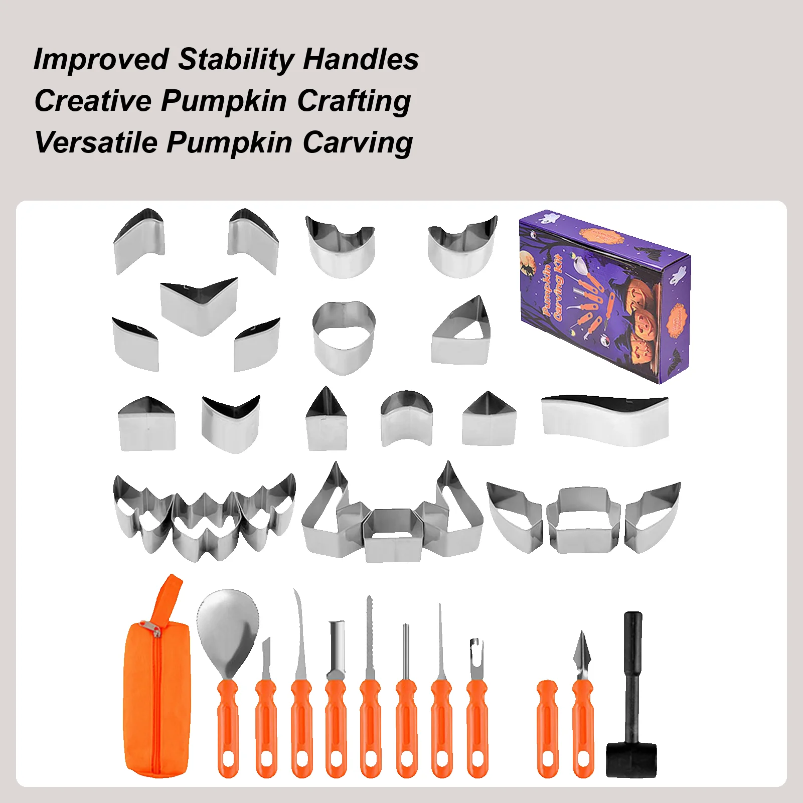 

Pumpkin Carving Kit Jack-O'-Lantern Pumpkin Carving Set 37-Piece Stainless Steel Gears With Storage Bag For Home School Studio