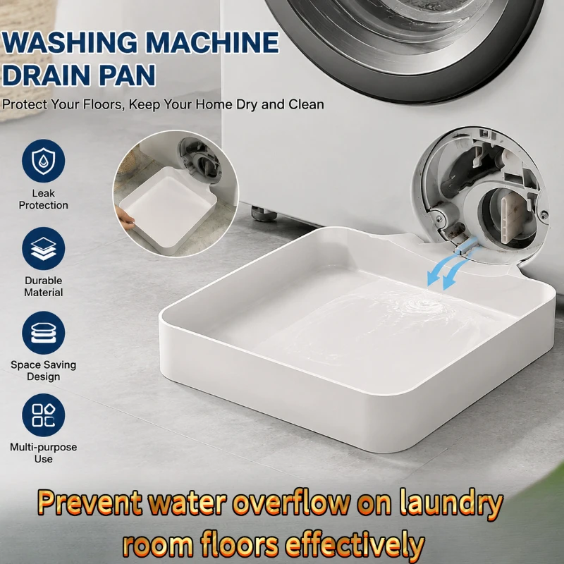 New 2/3pcs Washing Machine Drain Pan,Water Catcher Tray for Front Load Washer Filter Cleaning,Laundry Floor Spill Protector Tool