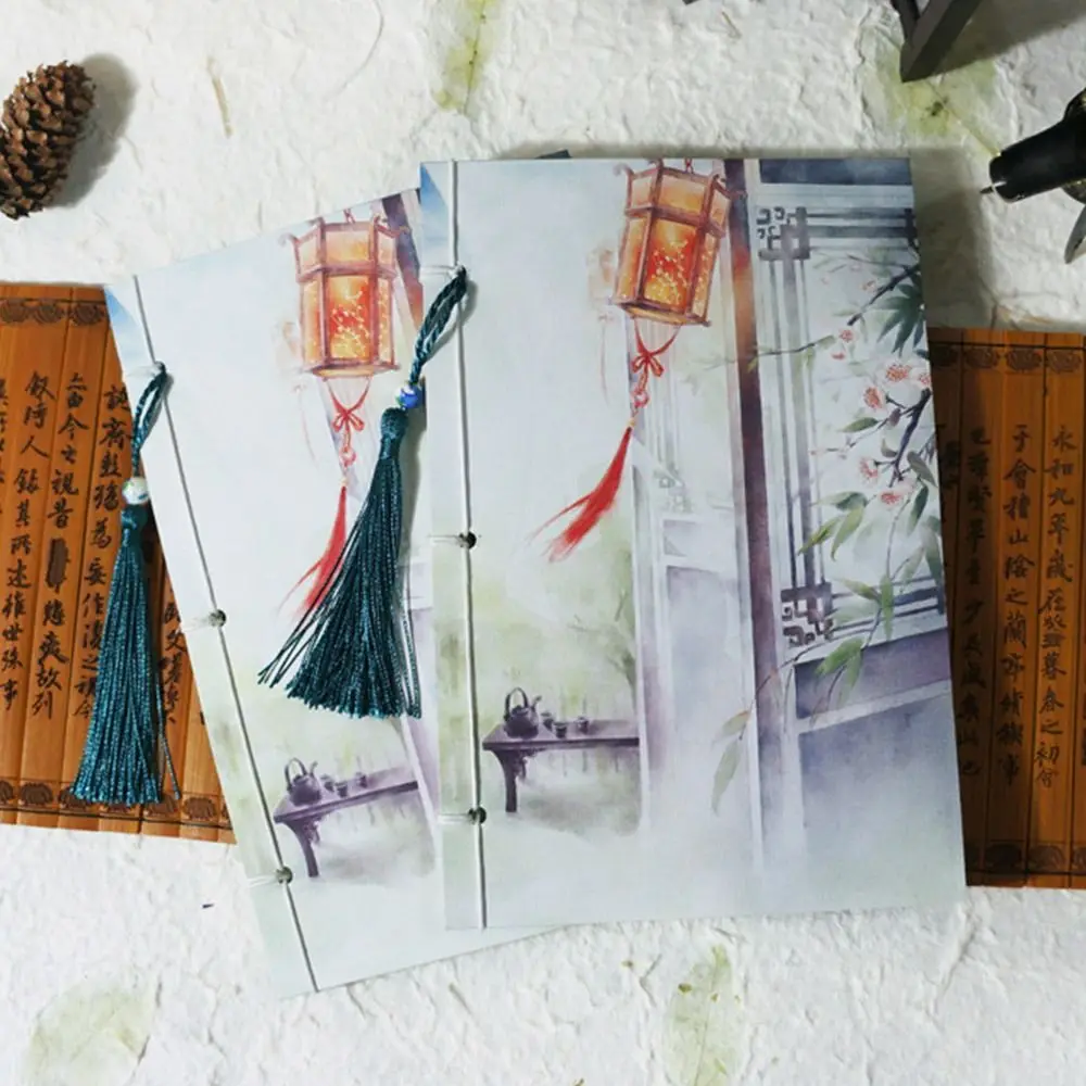 Chinese Style Wire-bound Notebook Handmade Vintage Original Tassel Diary Note Book Sketchbook Journal Notepad Office Stationery
