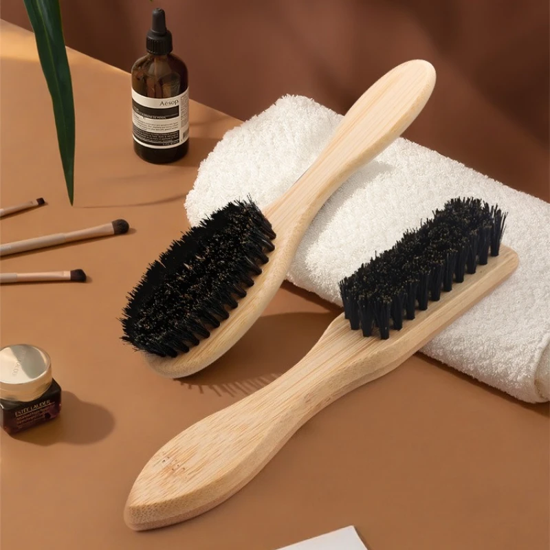 Men's Beard Brush Wood Handle Boar Bristle Beard Brush Shaving Tool Hair Brush Comb Scissors for Facial Cleaning Styling Tools