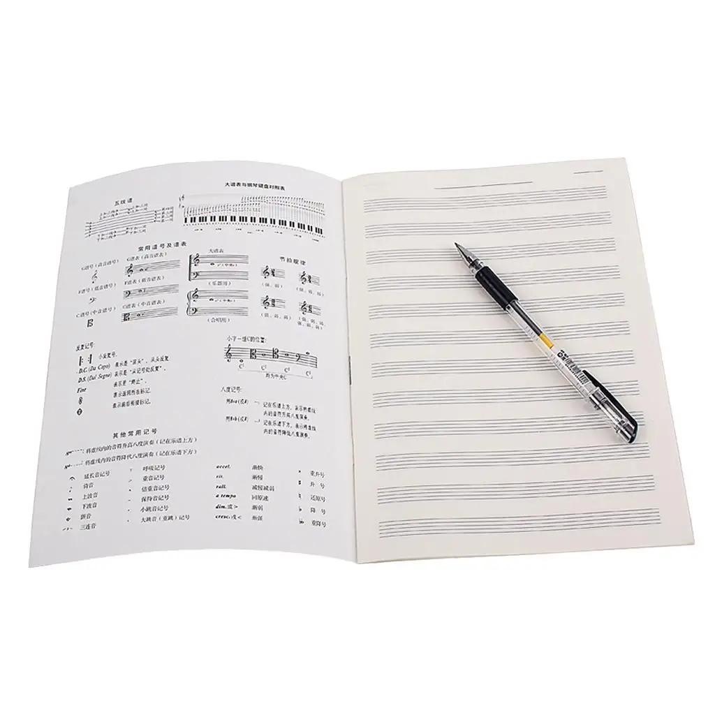 Black White Music Manuscript Notebook Large Format Staff Paper Book for Beginner Music Theory