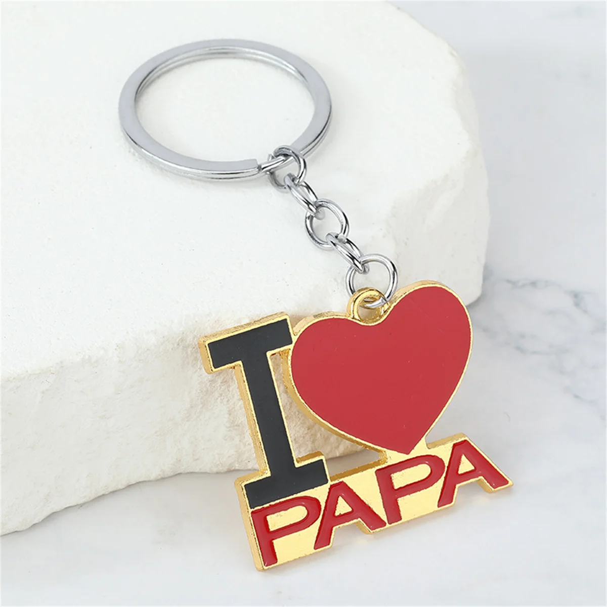 Niedlicher Kreativer Schlüsselanhänger Ich Liebe DAD MOM MAMA PAPA Personalisierter Schmuck Accessoires für Party Festival Muttertag Vatertag Geschenk – Detail 2