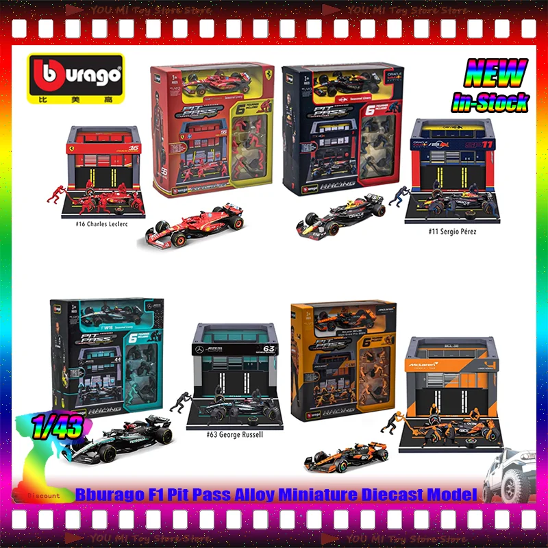 new-in-stock-bburago-f1-1-43-amg-benz-w15-44-63-pit-pass-6pcs-maintenance-worker-doll-diecast-model-piece-pit-crew-toys-gift