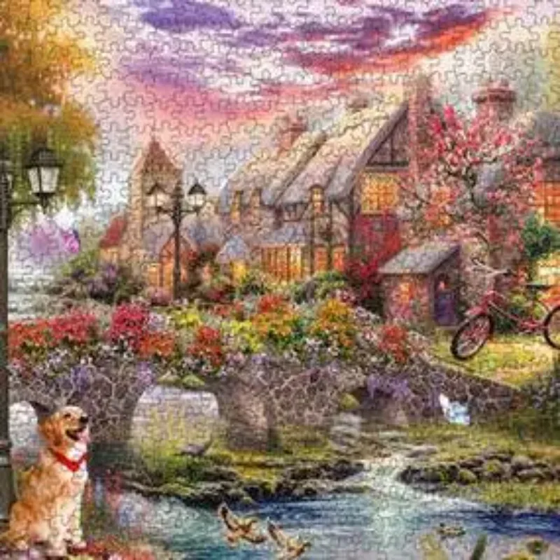 69*51cm 1000PCS Paper Jigsaw Puzzle Twilight Village Landscape Educational Entertainment Adult Children Toys Christmas Gift