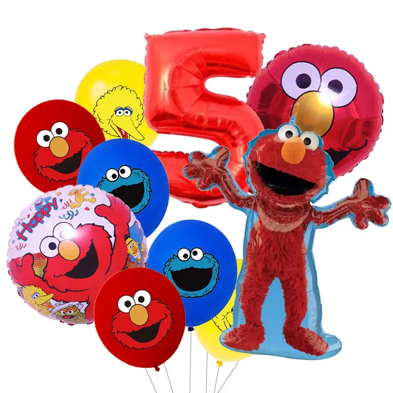 Einwegteller, Becher, Tischdecke, Ballon-Hintergrund, Geburtstagsparty-Geschenke, Sesam-Cartoon-Straßen-Geburtstagsparty-Dekorationszubehör – Detail 39
