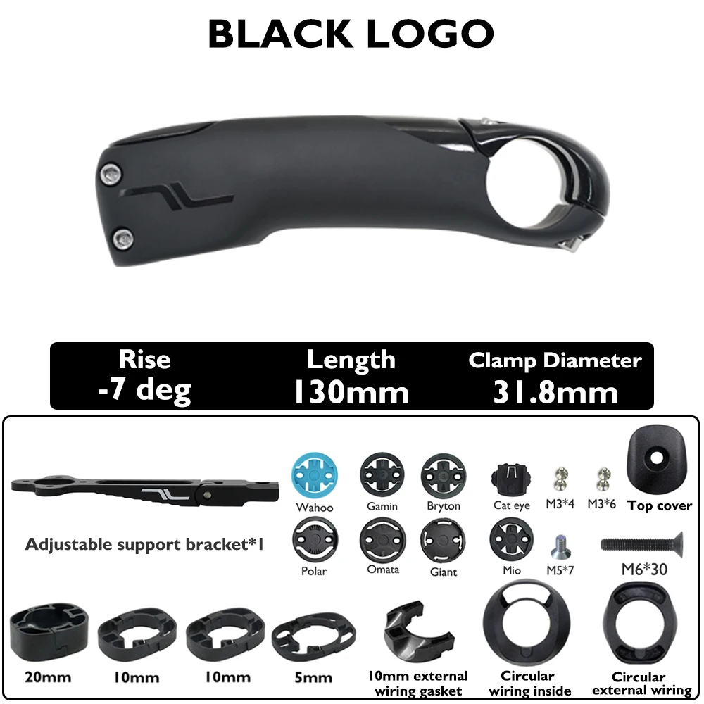 SES Aero koolstofvezel stuurpen, racefiets stuurpen, interne kabelgeleiding, -7 °   hoek, 80 mm-130 mm, inclusief beugel-/afstandhouders accessoire