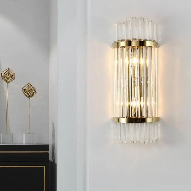 

Modern LED Crystal Wall Lamps Gold Luxury Sconces for Living Room Hall Foyer Hotel Bedroom Art Decor Indoor Lighting