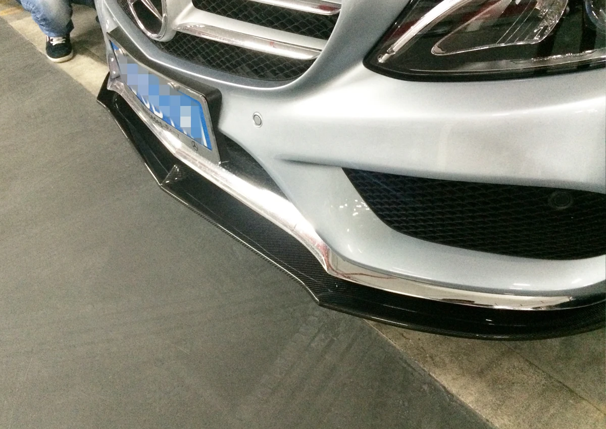 JCSPORTLINE Carbon Fiber W205 Front Bumper Lip for Mercedes Benz C-Class W205 C205 C43 15-17