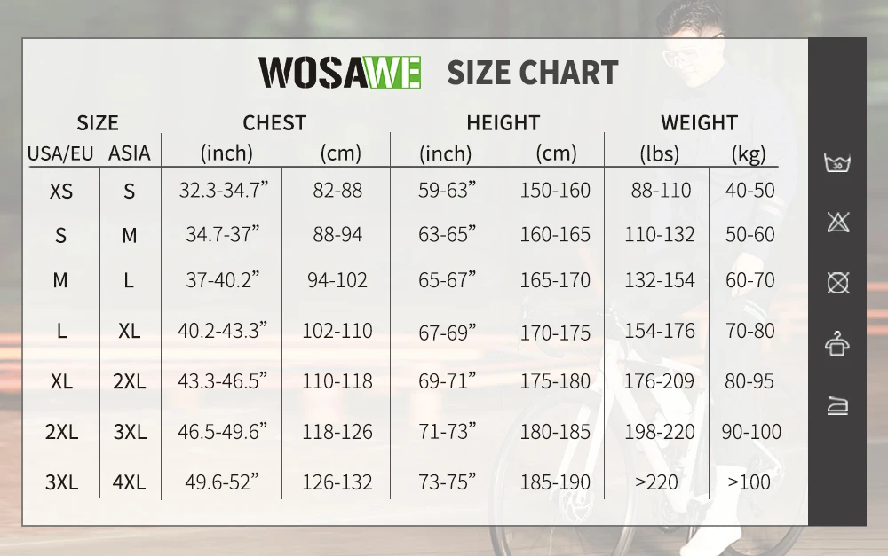 WOSAWE Long Sleeved Men Women Cycling Jacket Winter Fleece Bicycle Jersey Bike Riding Clothing Cold Weather Coat with YKK Zipper