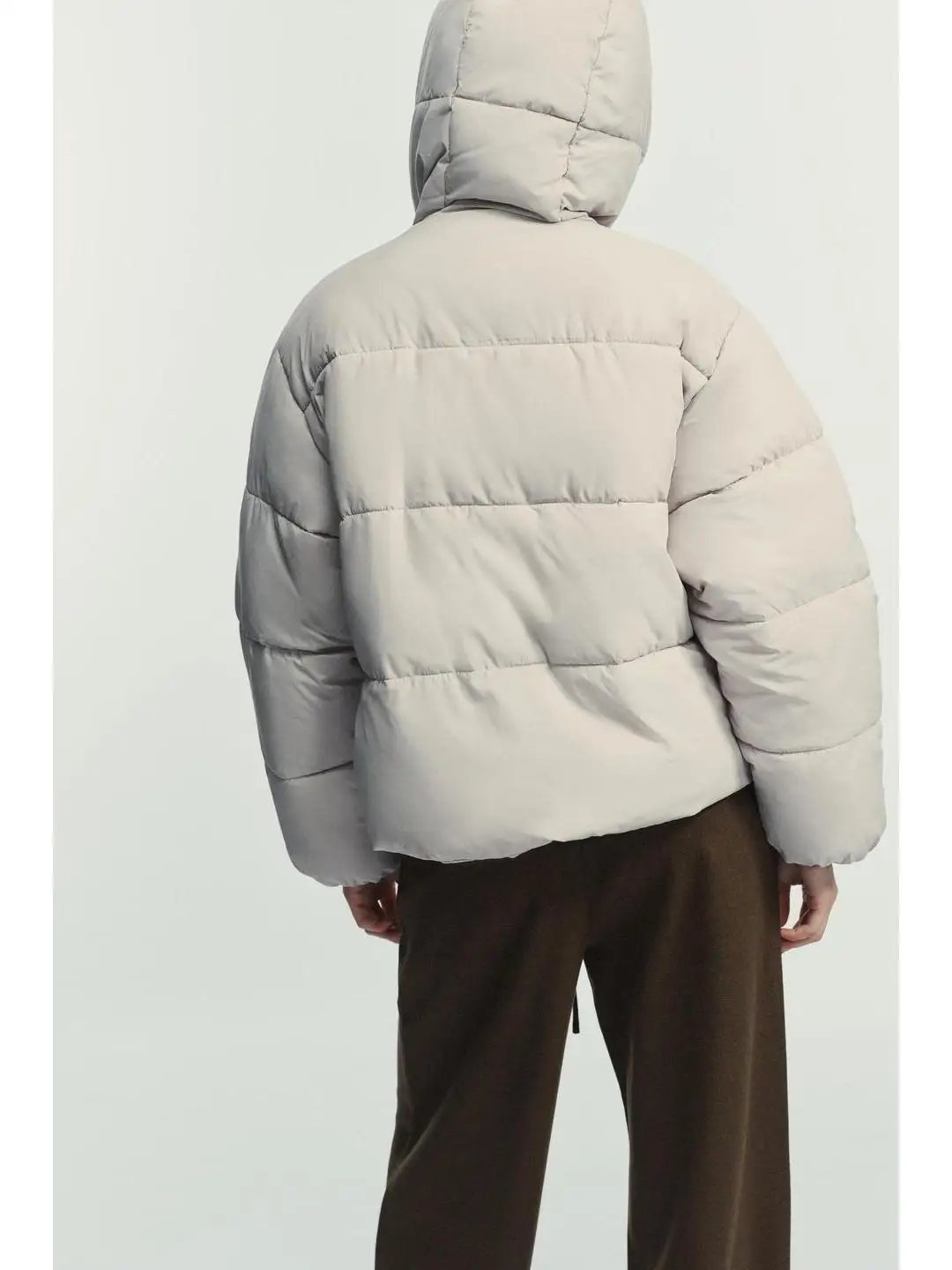 معطف Thiened كاجوال بياقة واقفة وغطاء للرأس من القطن الدافئ معطف ort Sle لموسم الخريف والشتاء ملابس خارجية للسيدات #5